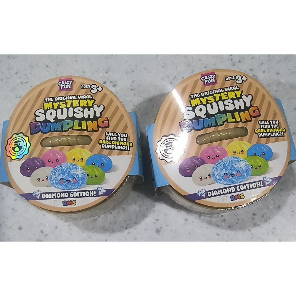 2PK Crazy Fun Mystery Squishy Dumpling Diamond Edition Rare Fidget Toy RMS